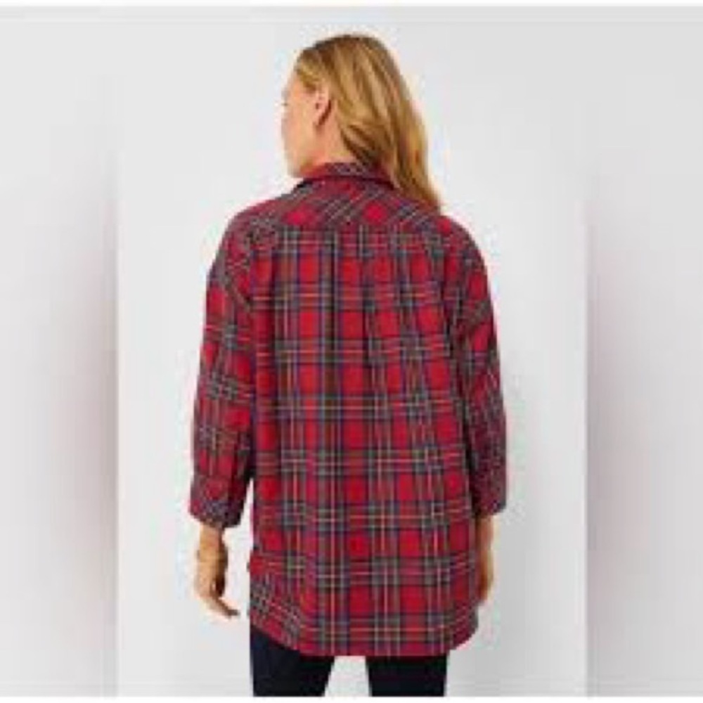 Tuckernuck Red Plaid Button Front Relaxed Tunic Shirt Women’s XS Preppy - Picture 3 of 9